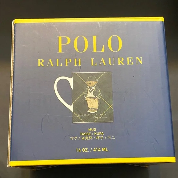 Ralph Lauren Highmoore Plaid Polo Bear Porcelain Coffee Mug, 14oz. NWIB - Picture 5 of 9